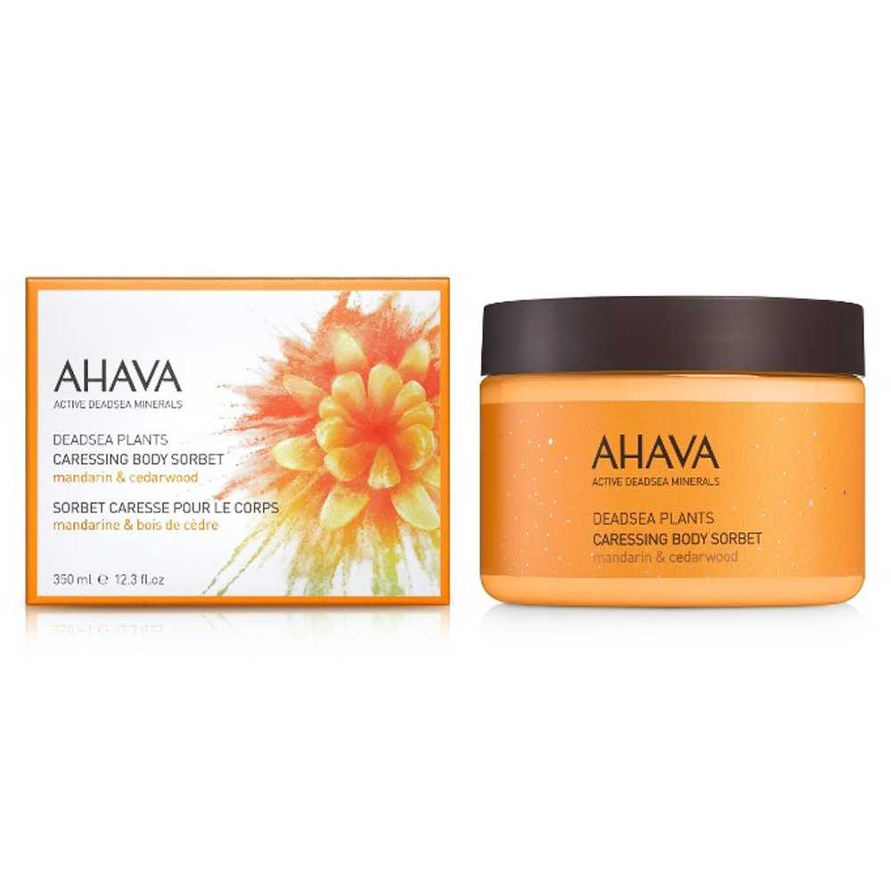 AHAVA Caressing Body Sorbet jar beside its box