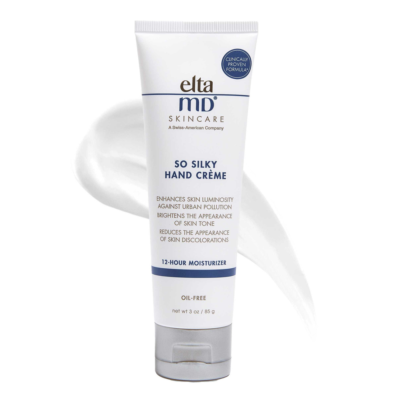 EltaMD So Silky Hand Crème tube with cream swatch