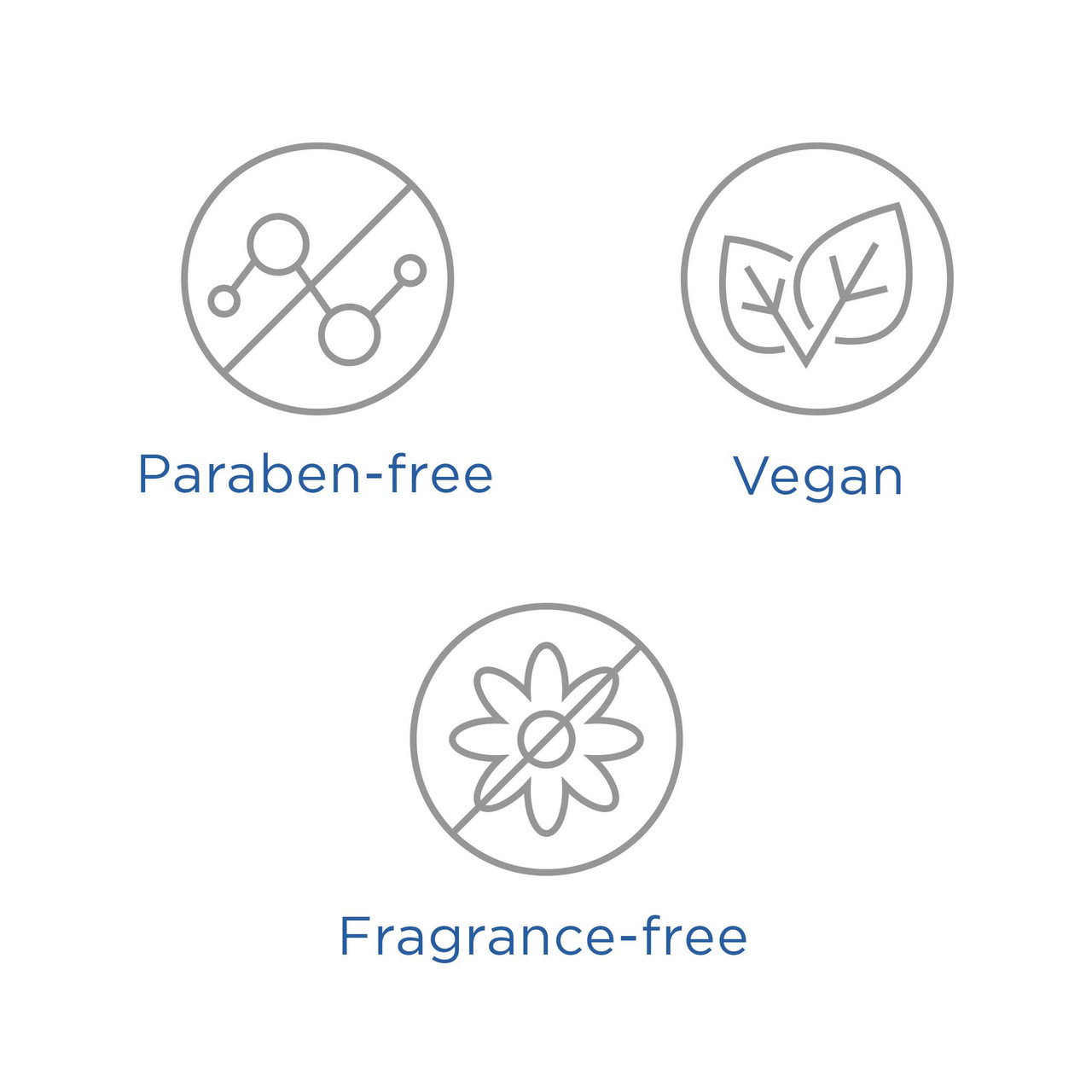 Paraben-free, vegan and fragrance-free icons