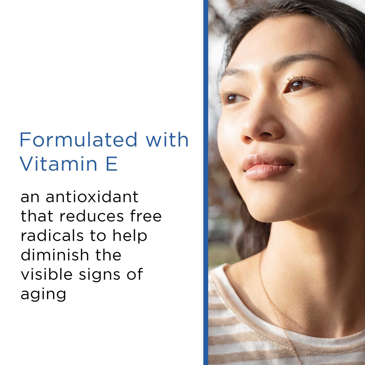 Woman's portrait with text about vitamin E