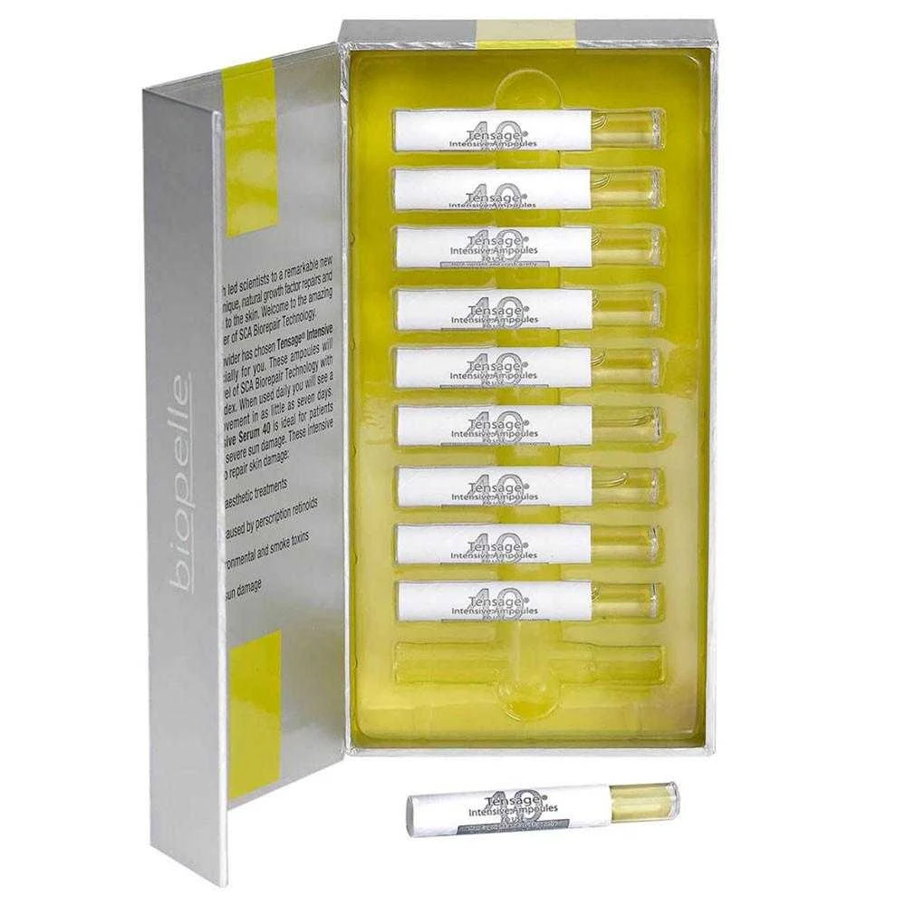Biopelle Tensage Intensive Serum 40 open box showing 10 ampoules