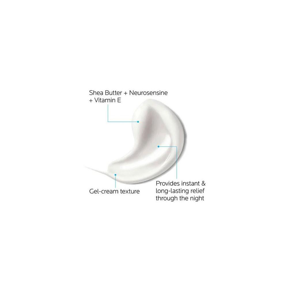 Gel-cream texture swirl with shea butter, neurosensine and vitamin E callouts