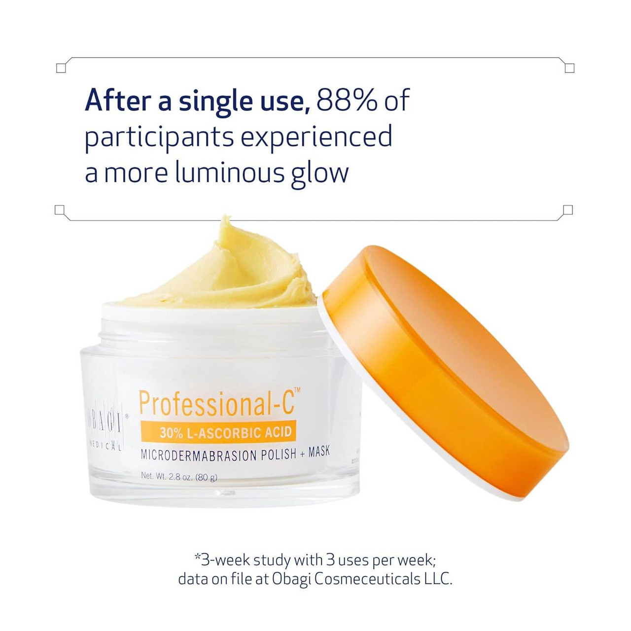 Open Polish + Mask jar, 88% experienced a more luminous glow after a single use