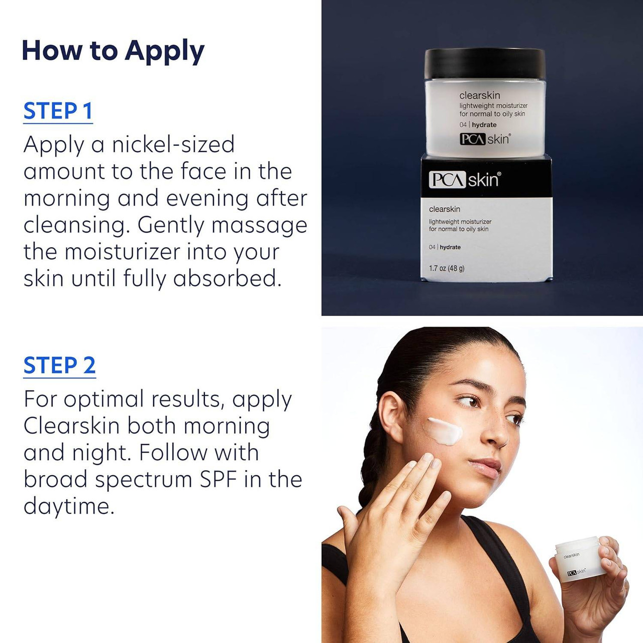 PCA Skin Clearskin two-step how to apply guide with model