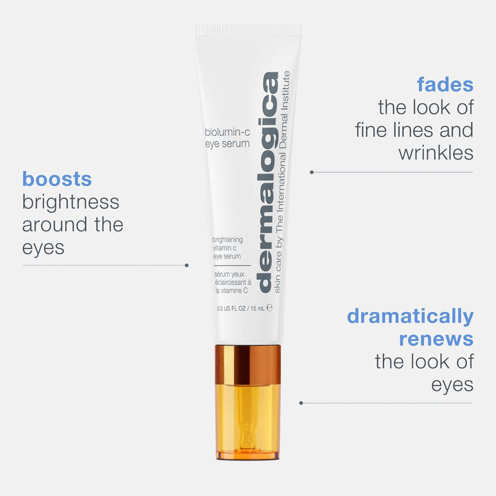 BioLumin-C Eye Serum with boosts brightness, fades fine lines, renews eyes callouts