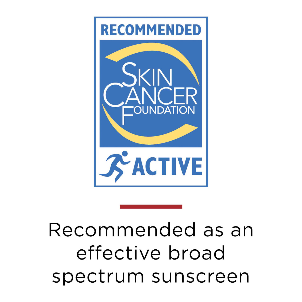 Skin Cancer Foundation Active recommended seal for broad spectrum sunscreen