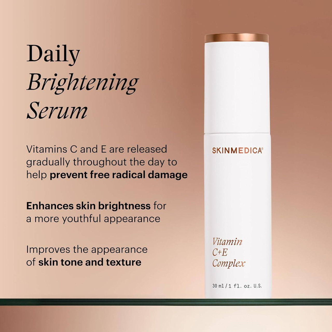 SkinMedica Vitamin C+E Complex daily brightening serum benefits graphic