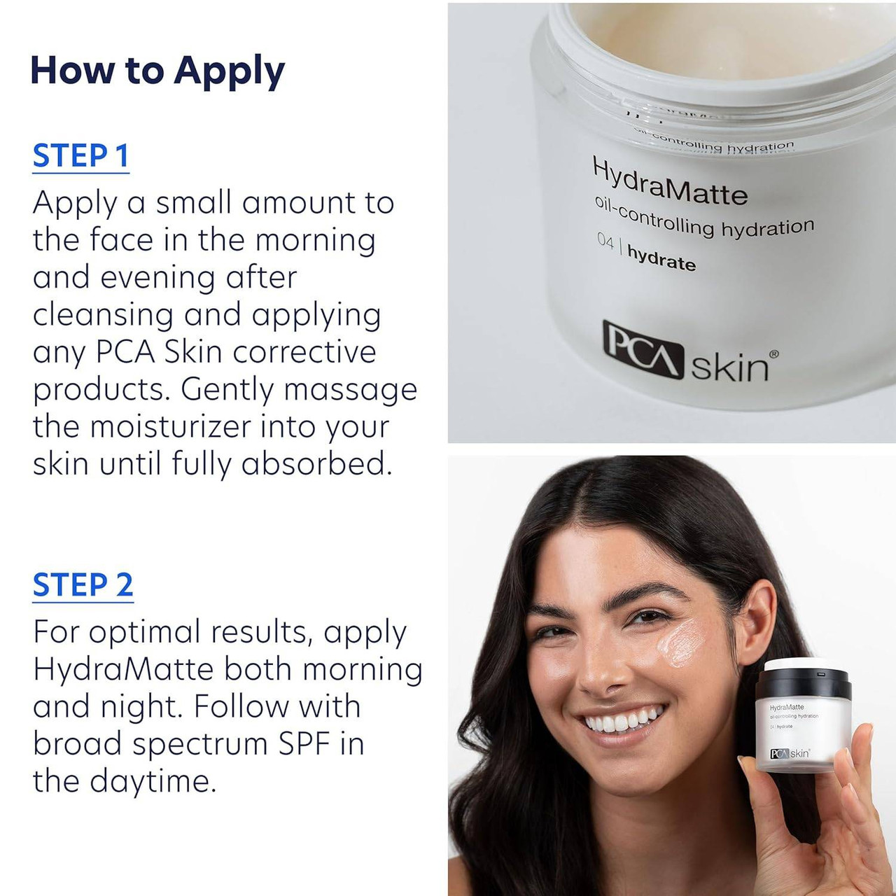 How to apply steps with the jar and a smiling woman