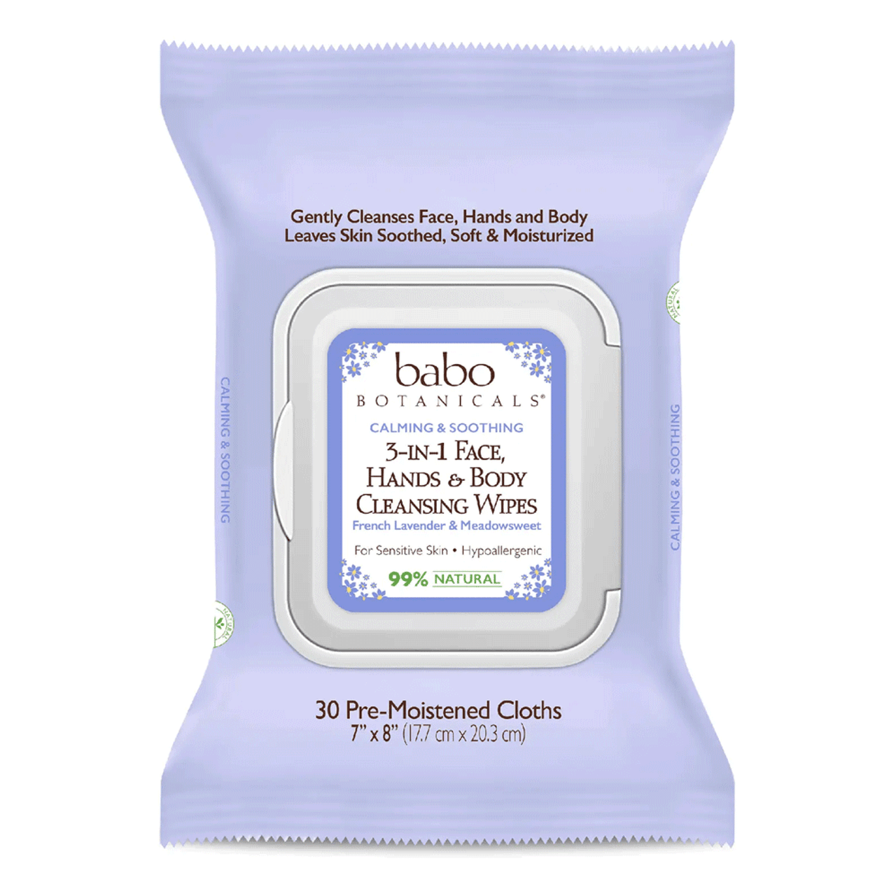 Babo Botanicals 3-In-1 Calming Baby Face, Hands & Body Wipes - Lavender & Meadowsweet