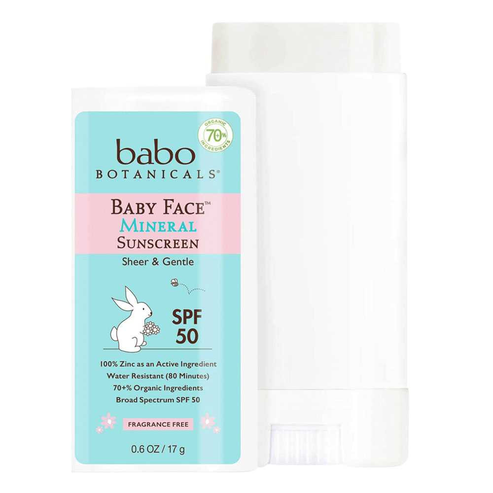 Babo Botanicals Baby Face Mineral Sunscreen Stick SPF 50 - Fragrance Free BAB10366 BeautifiedYou.com