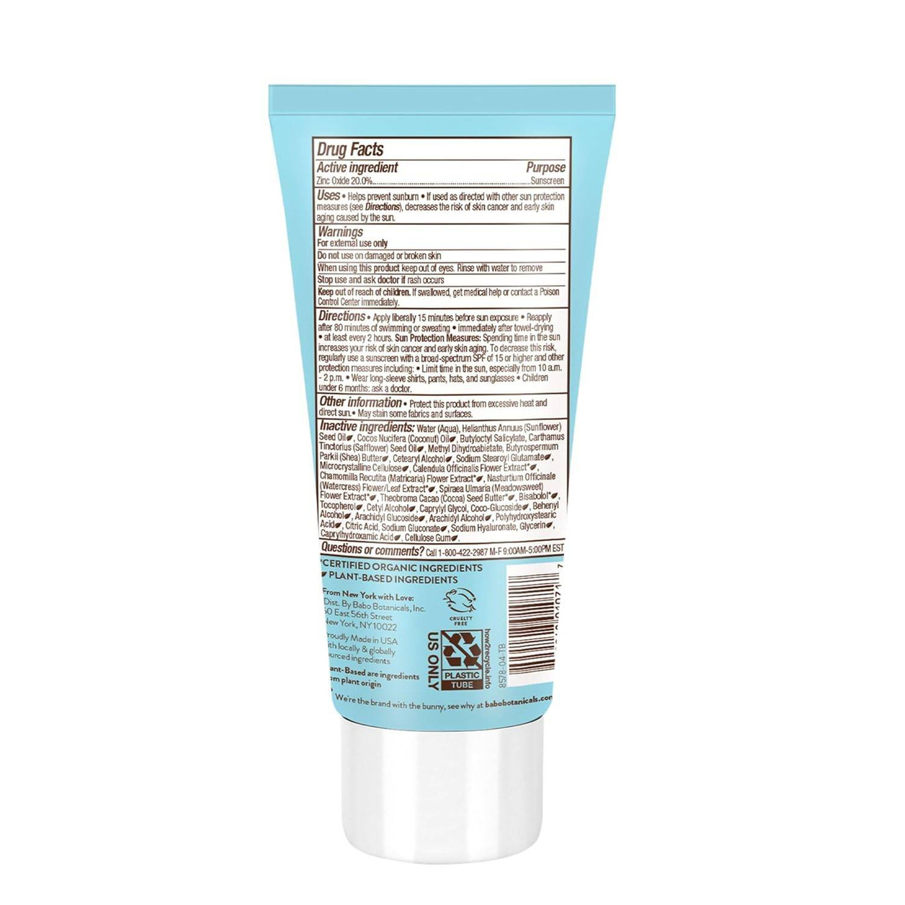 Babo Botanicals Baby Skin Mineral Sunscreen SPF 50 Lotion - Fragrance Free