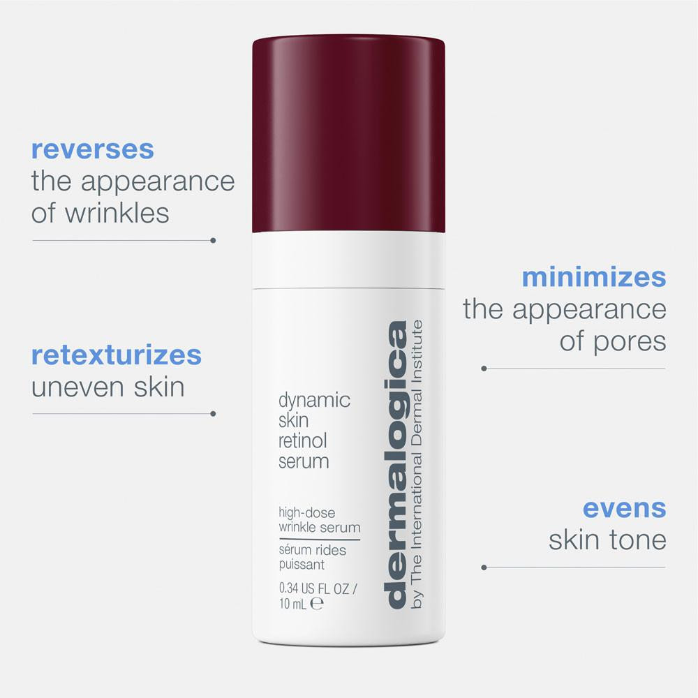Dynamic Skin Retinol Serum with reverses wrinkles, retexturizes, evens skin tone callouts