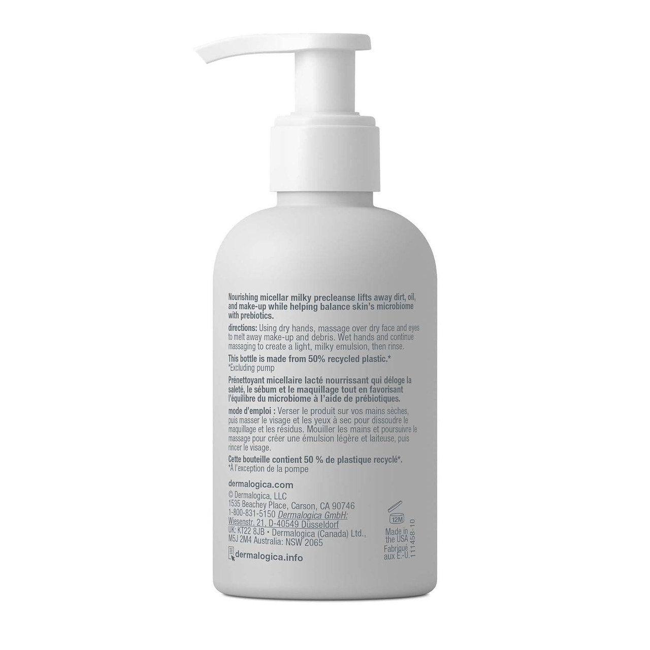 Back label of the PreCleanse bottle
