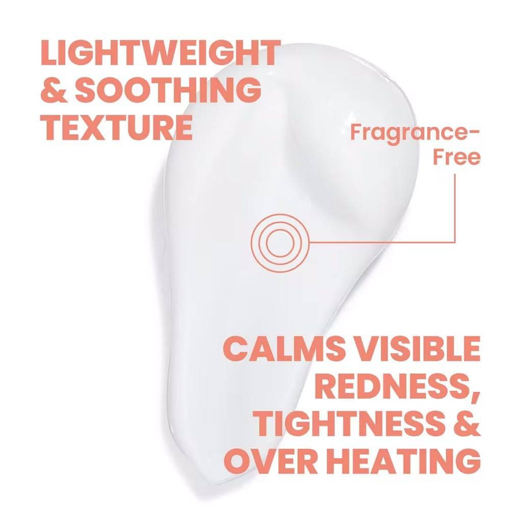 Smear of white cream with lightweight and fragrance-free text