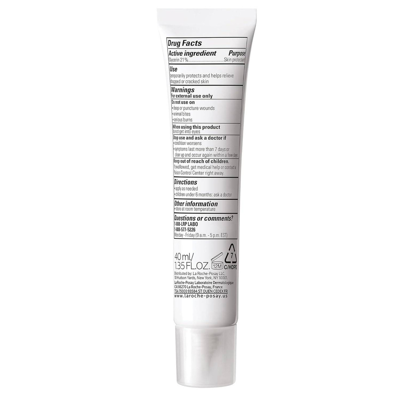 Back of the Cicaplast Gel B5 tube with drug facts