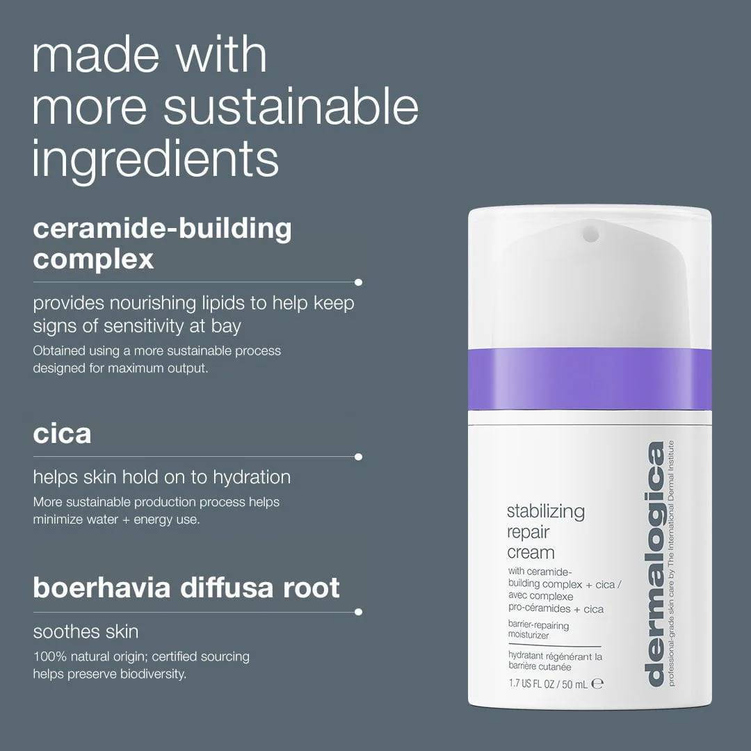 Stabilizing Repair Cream made with more sustainable ingredients infographic