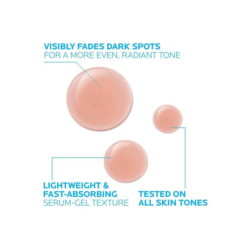 Mela B3 serum-gel texture drops with lightweight and fast-absorbing callouts
