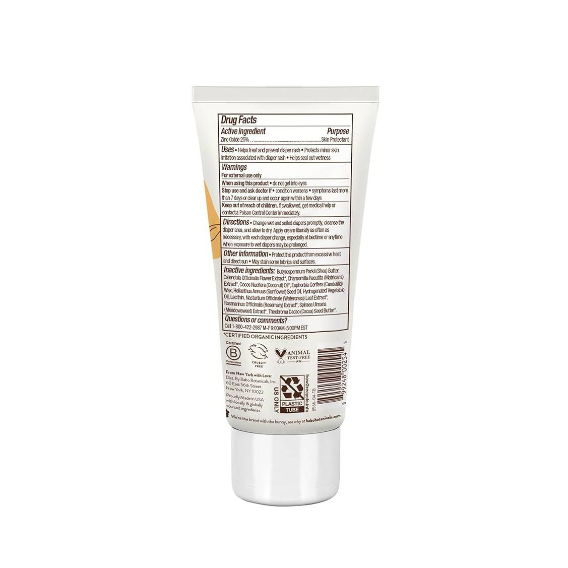 Babo Botanicals Sensitive Baby Fragrance Free, Zinc Diaper Cream