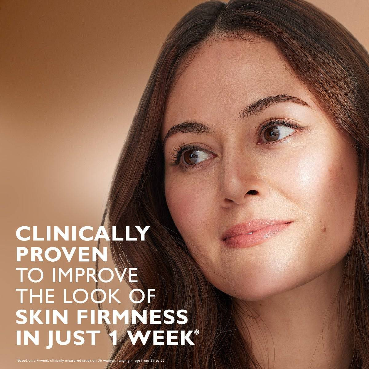 Woman with glowing skin, Instant FirmX Glow Filter graphic