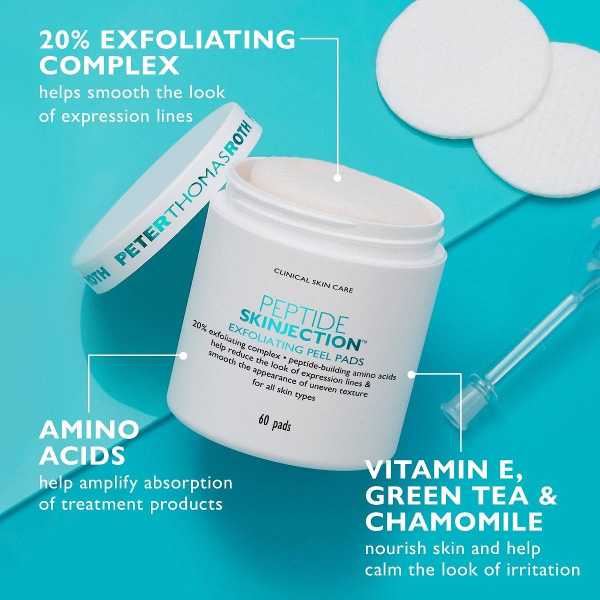 Peter Thomas Roth Peptide Skinjection Exfoliating Peel 60 Pads