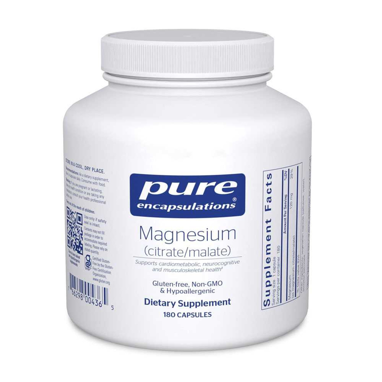 Pure Encapsulations Magnesium (Citrate/Malate) - 180 Capsules PURE04365 BeautifiedYou.com