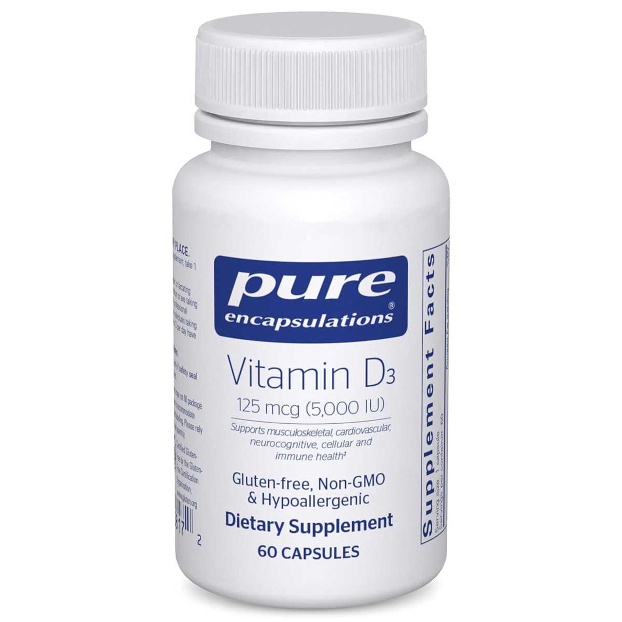 Pure Encapsulations Vitamin D3 125 mcg (5,000 IU) PURE-VD3125 BeautifiedYou.com