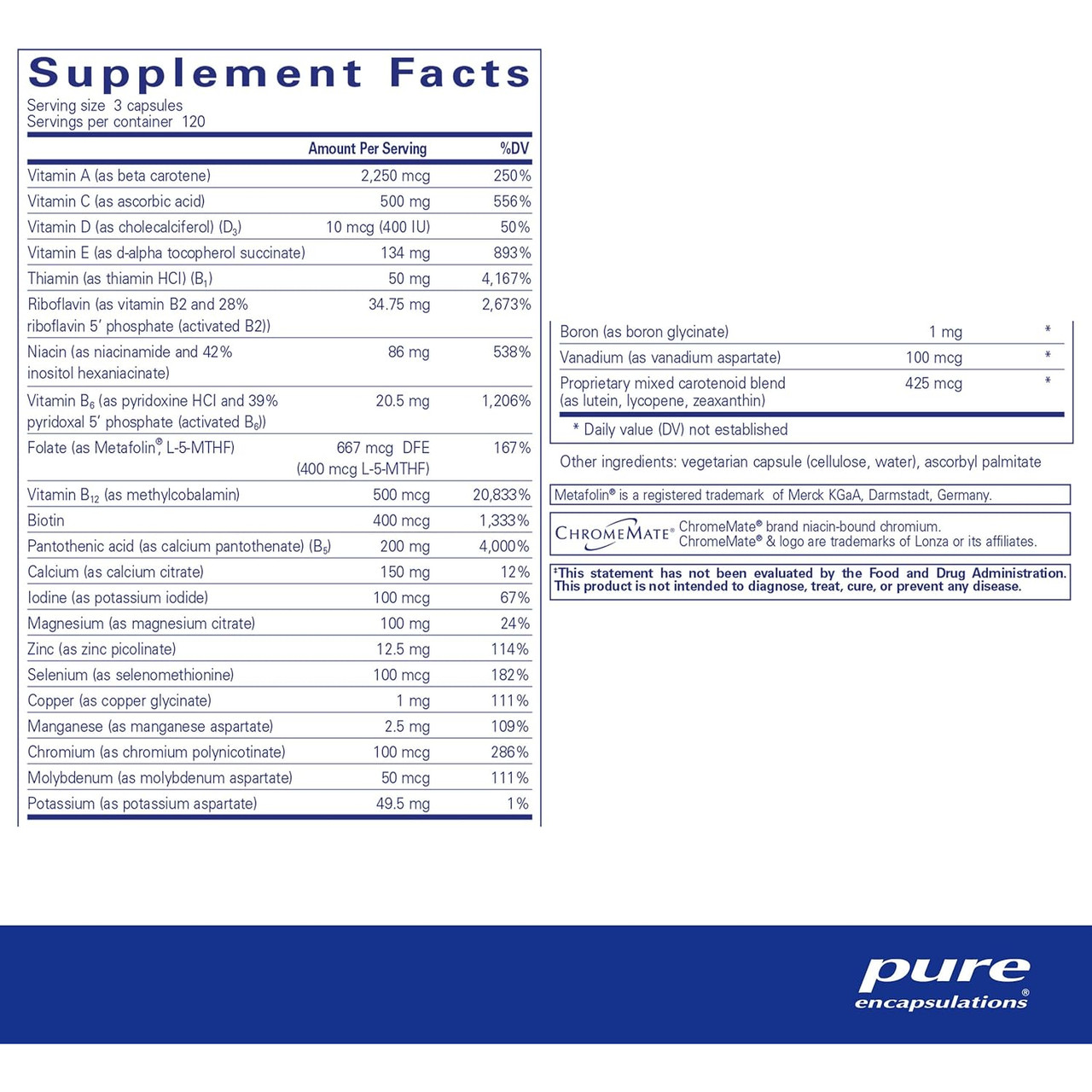 Pure Encapsulations Nutrient 950 without Iron