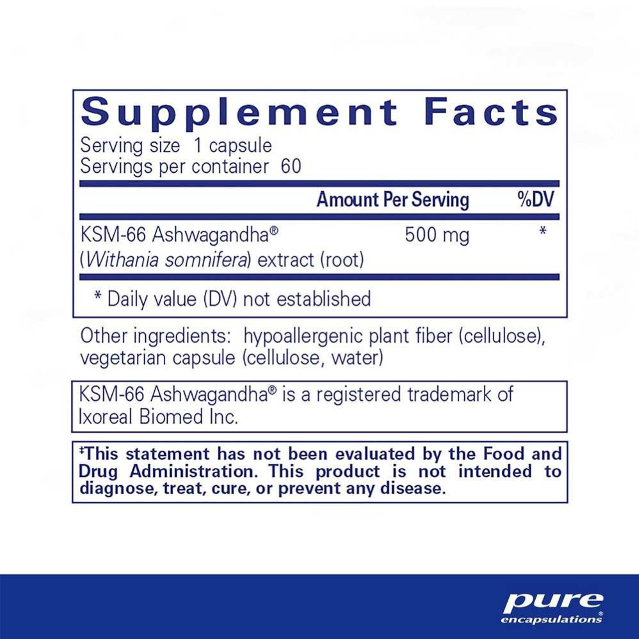 Pure Encapsulations Ashwagandha PURE-ASH BeautifiedYou.com