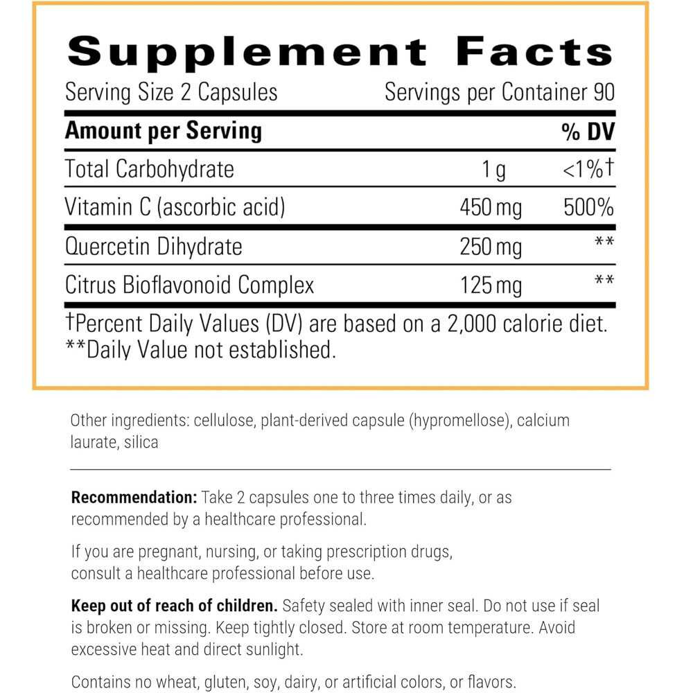 Integrative Therapeutics Vitamin C with Quercetin - 180 Capsules INTH02227 BeautifiedYou.com