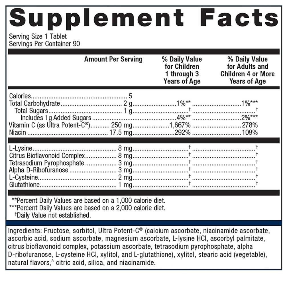 Ultra Potent-C supplement facts panel