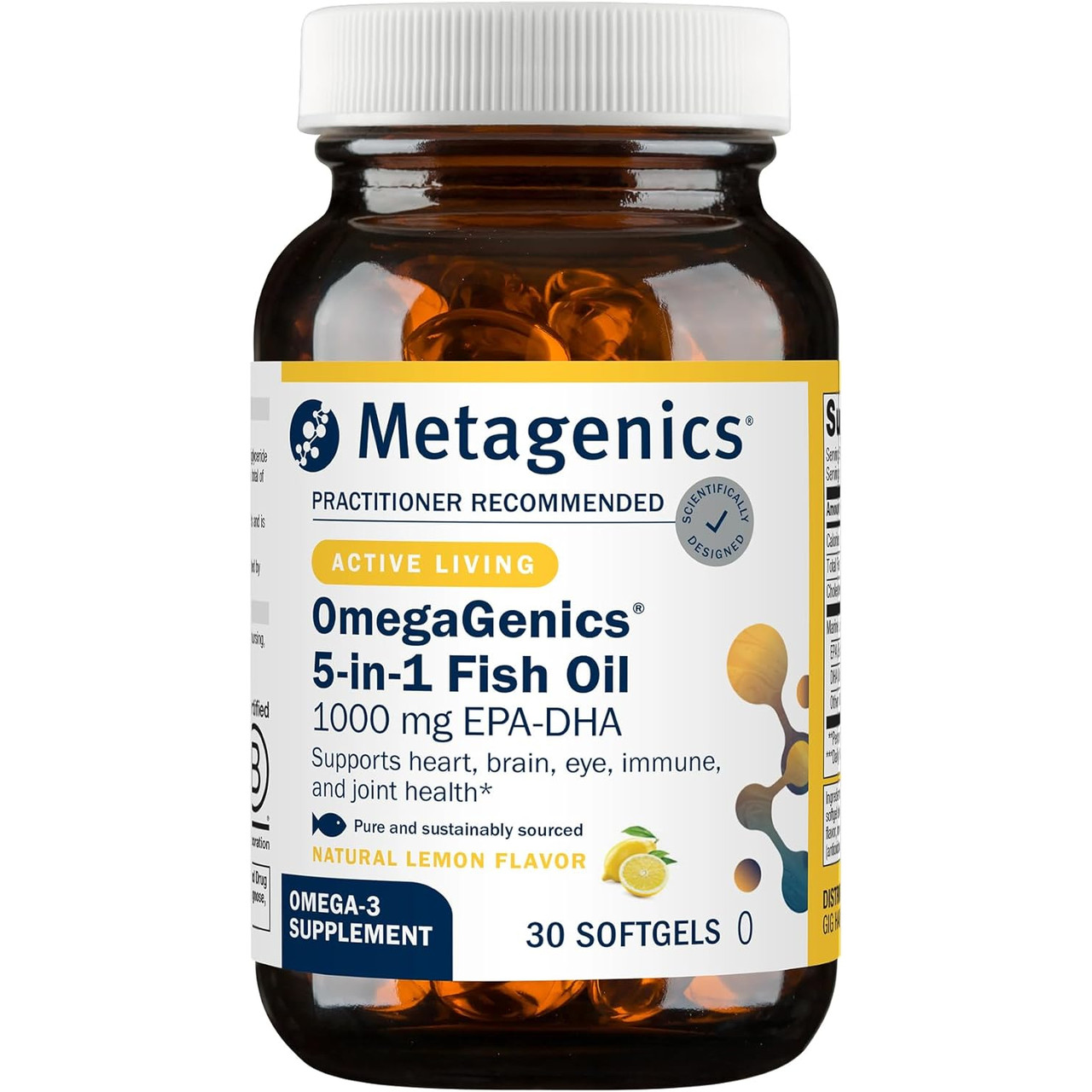 Metagenics OmegaGenics EPA-DHA 1000 Omega-3 Fish Oil Supplement, Lemon Flavor