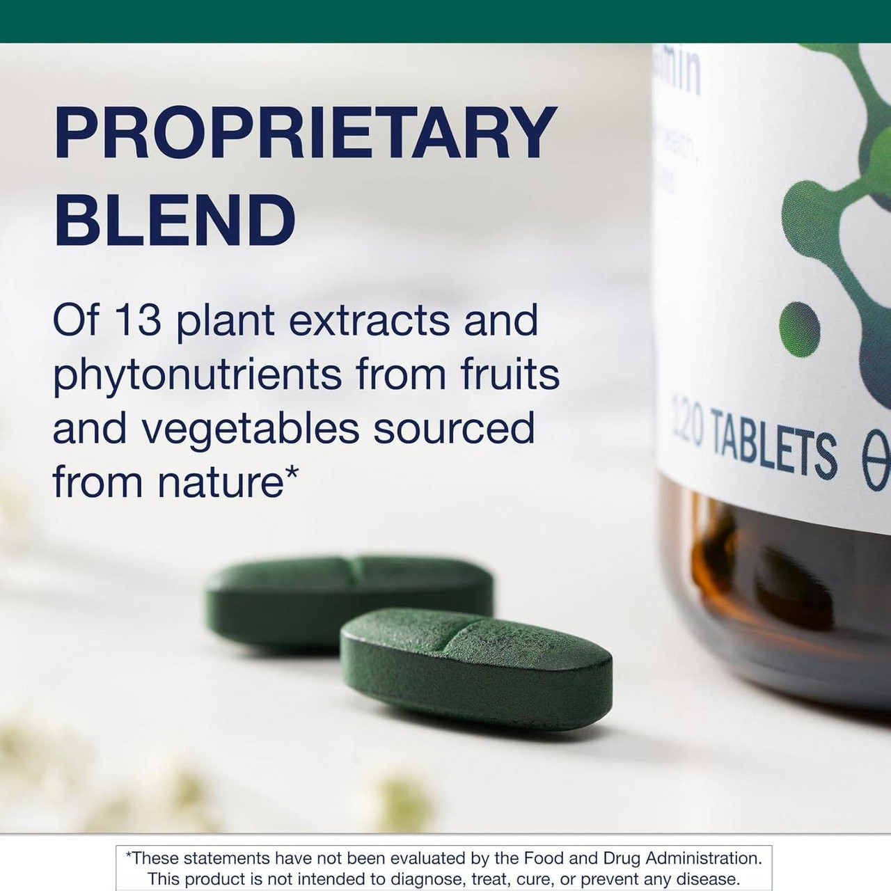 Green PhytoMulti tablets with proprietary blend text