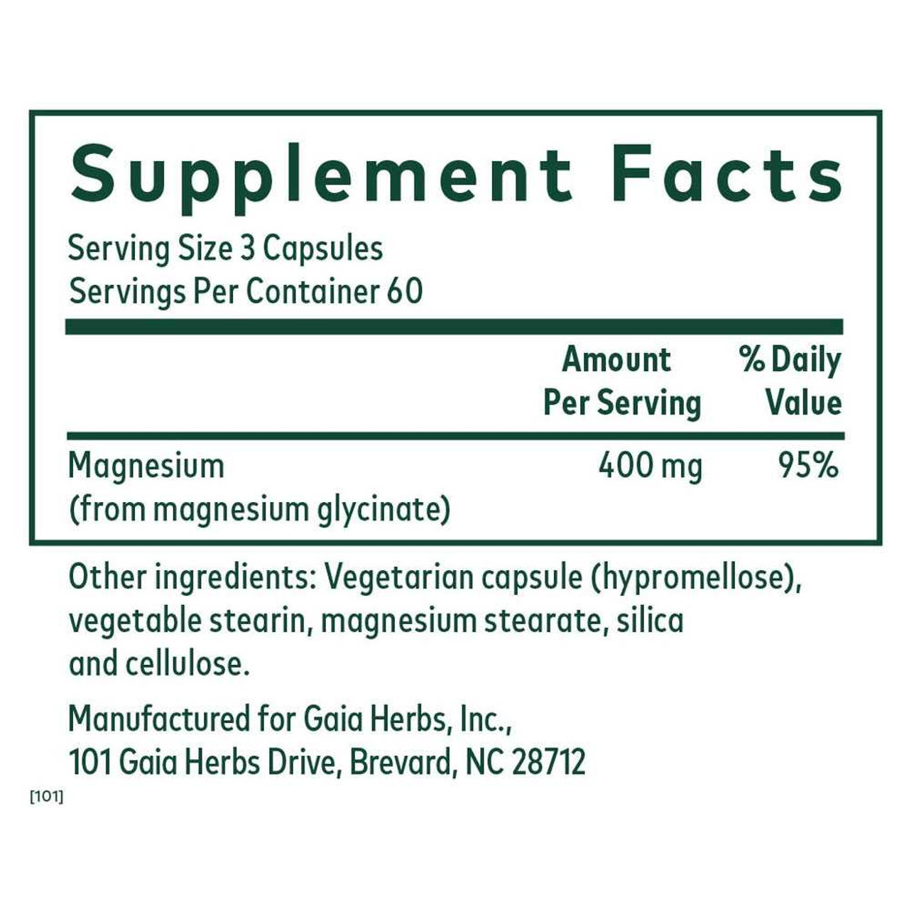 Gaia Herbs PRO Magnesium Glycinate 400 - 180 Capsules GAIA52440 BeautifiedYou.com