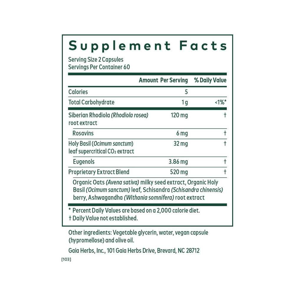 Supplement facts for Daytime HPA
