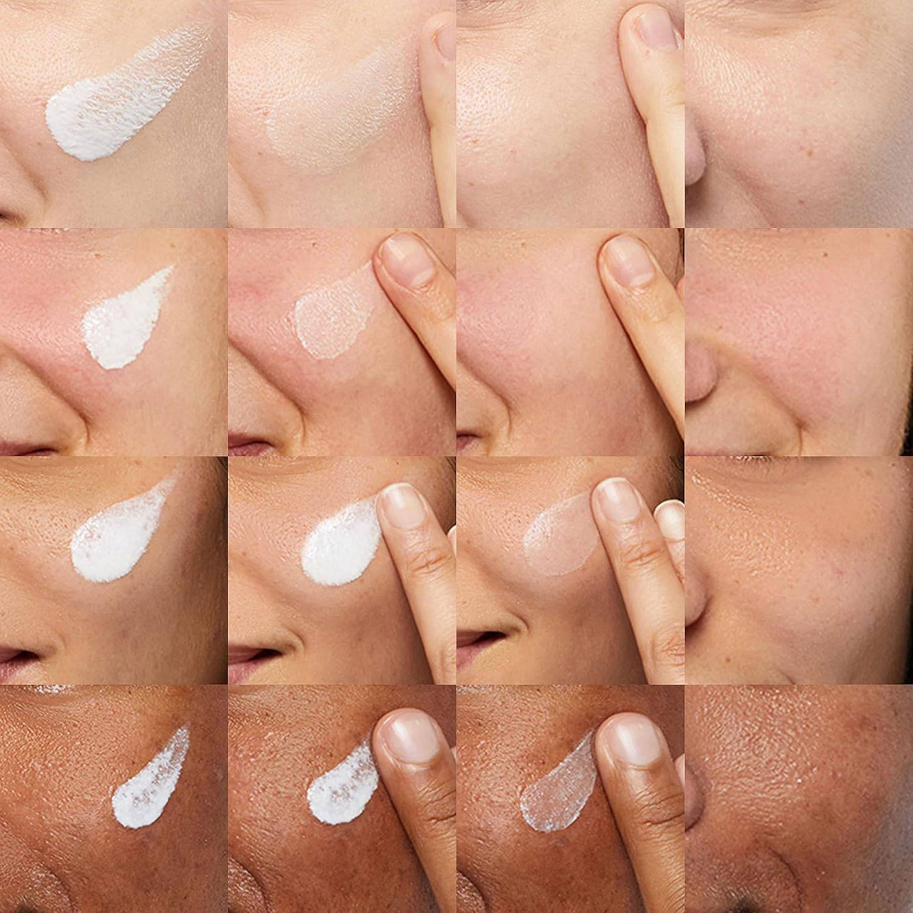 Anthelios Ultra Light Fluid sunscreen rubbed in on a range of skin tones