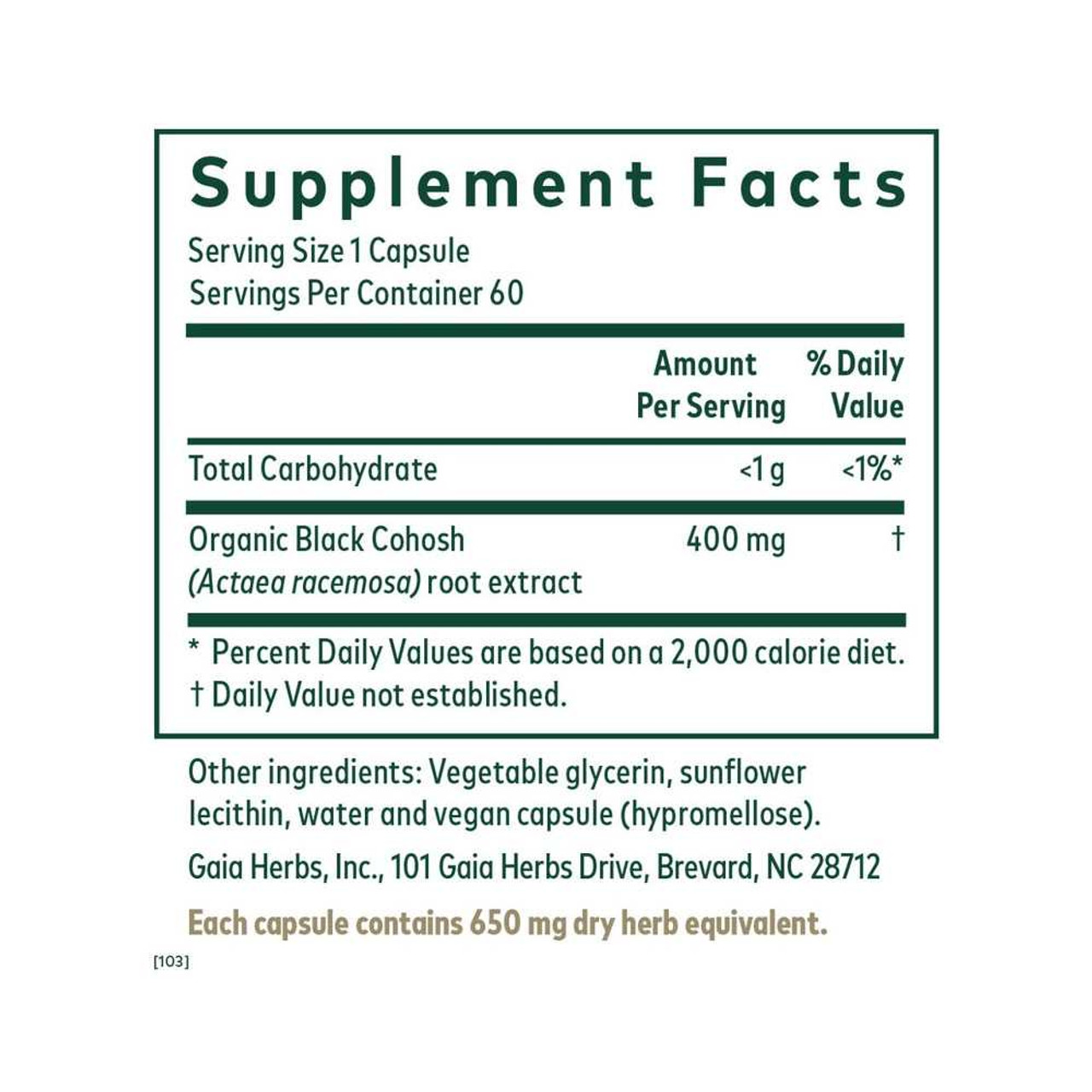 Gaia Herbs PRO Black Cohosh - 60 Capsules GAIA01944 BeautifiedYou.com