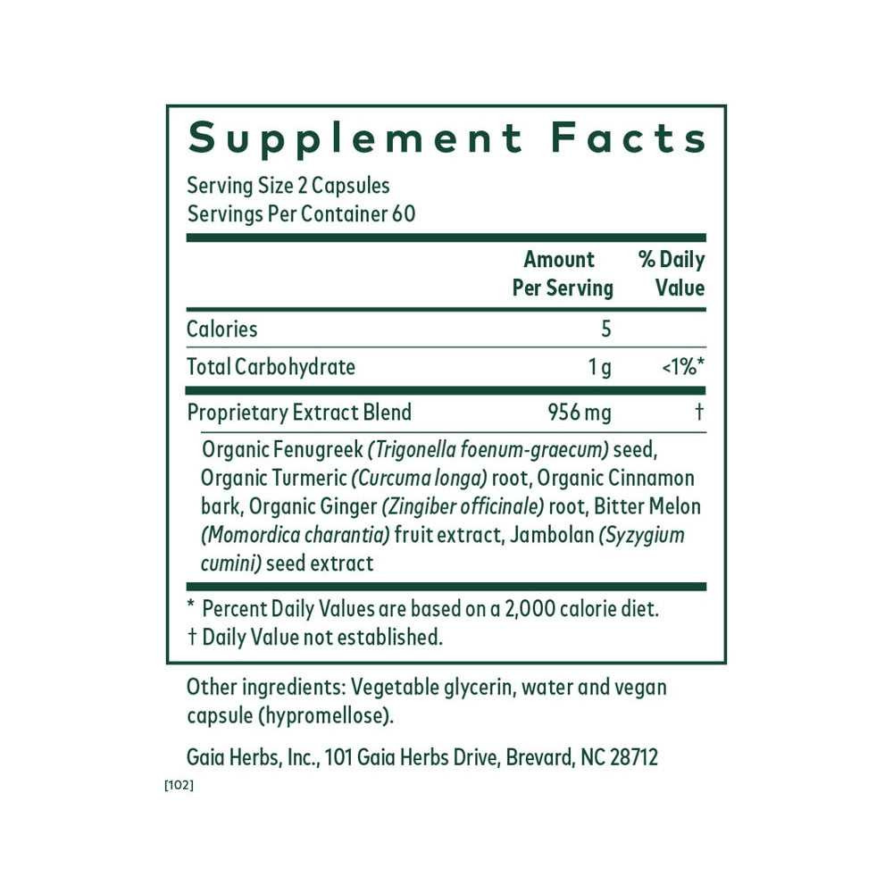 Gaia Herbs PRO Glycemic Formula - 120 Capsules GAIA52372 BeautifiedYou.com