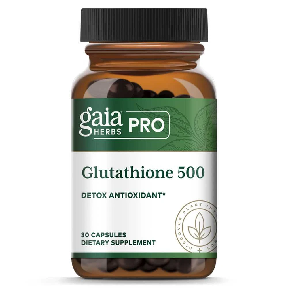 Gaia Herbs PRO Glutathione 500 detox antioxidant 30 capsules bottle