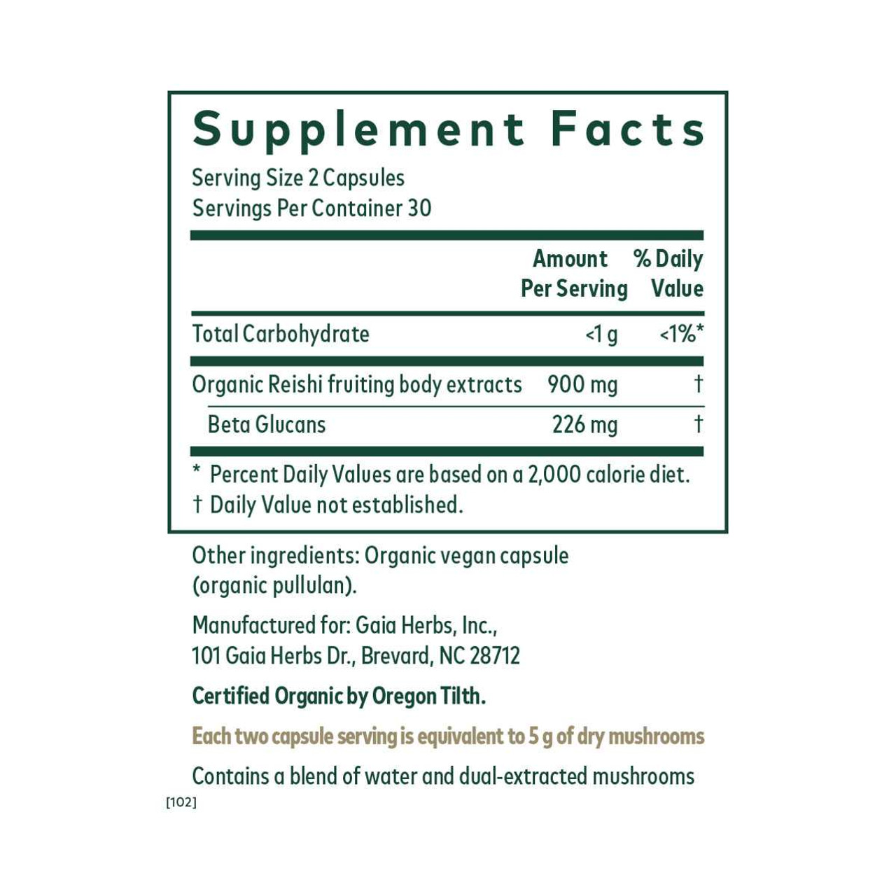 Gaia Herbs PRO Reishi Mushroom - 60 Capsules GAIA52877 BeautifiedYou.com