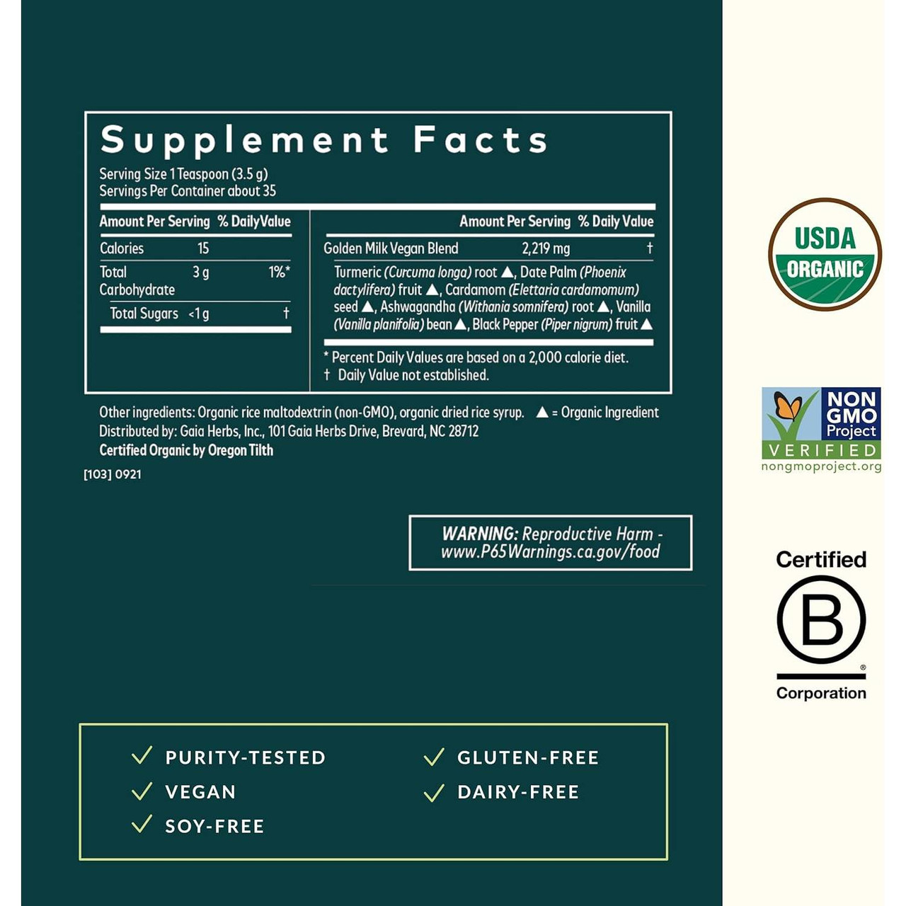 Gaia Herbs PRO Golden Milk - 4.3 Ounces