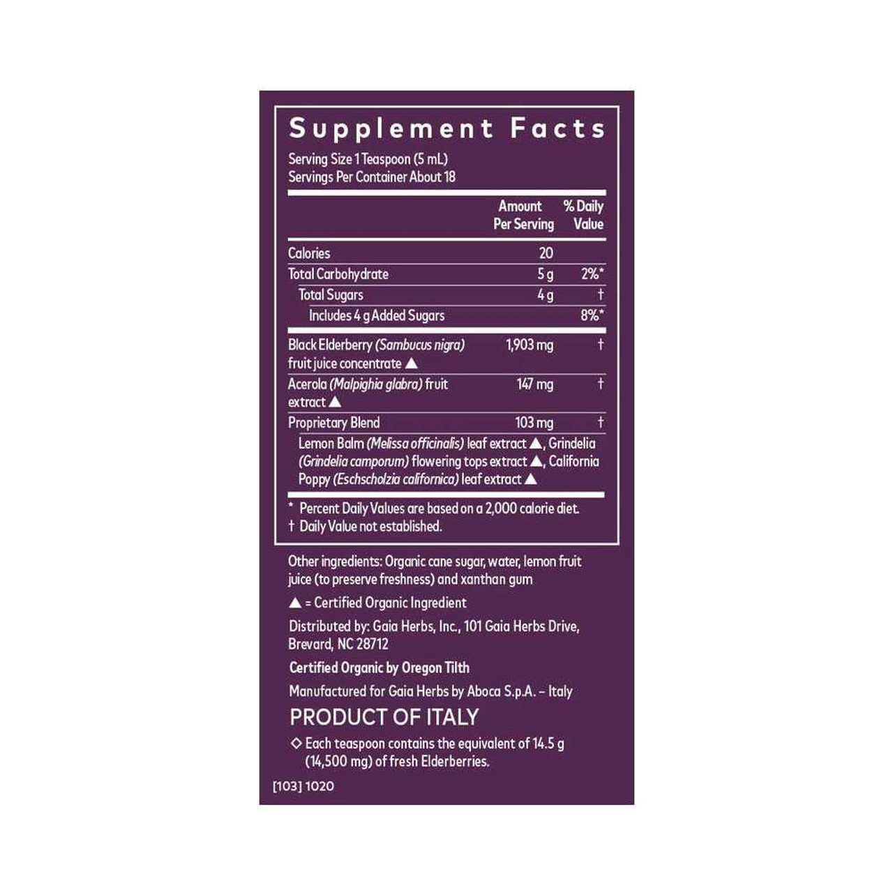 Gaia Herbs PRO Black Elderberry NightTime Syrup GAIA-BENS BeautifiedYou.com