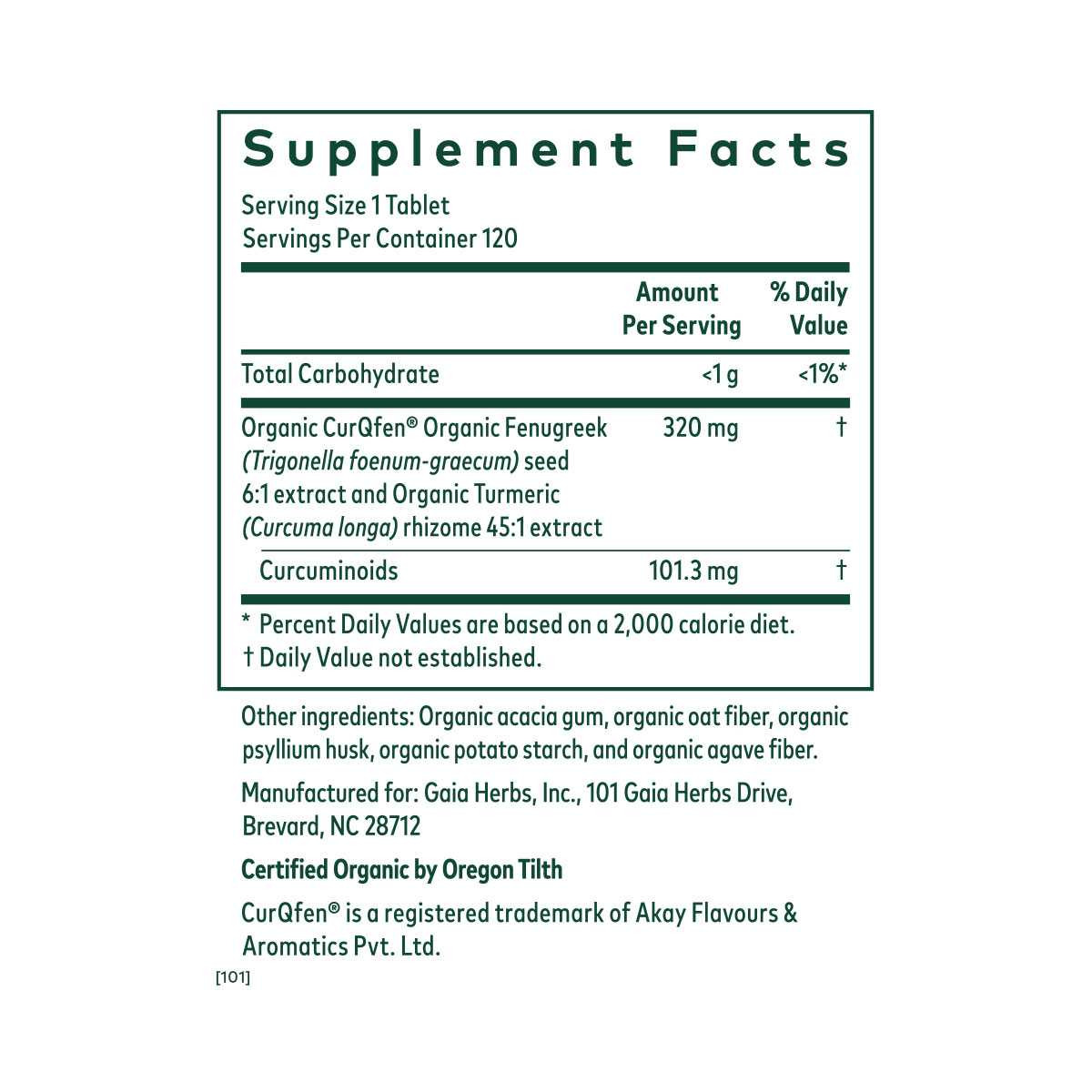 Gaia Herbs PRO Turmeric Fenugreek Complex GAIA-TFC BeautifiedYou.com