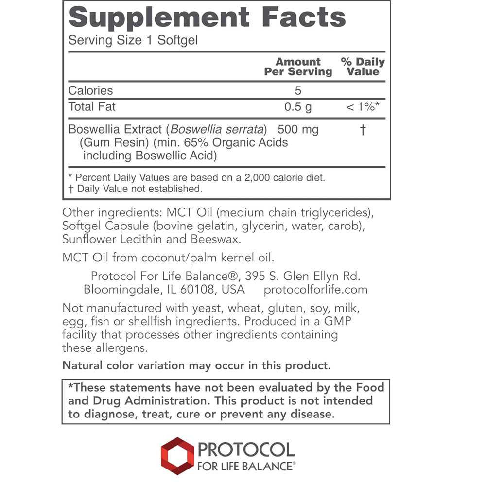 Protocol Boswellia Extract 500mg - 90 Softgels PLB49366 BeautifiedYou.com