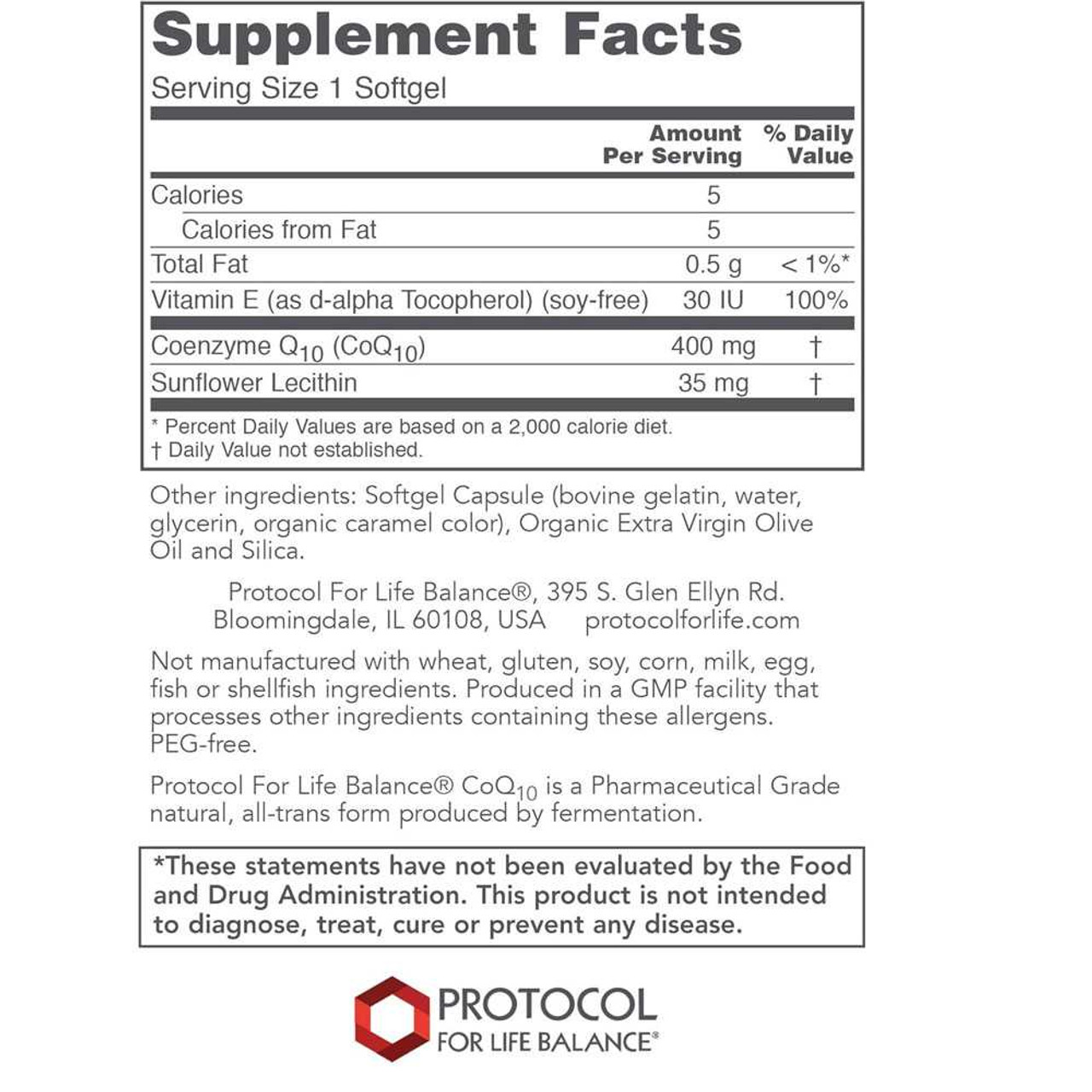 Protocol CoQ10 400mg - 60 Softgels PLB31989 BeautifiedYou.com