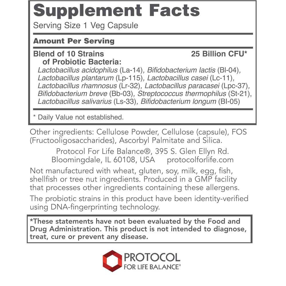 Protocol ProtoDophilus: 25 Billion, 10 Strains - 50 Capsules PLB29269 BeautifiedYou.com