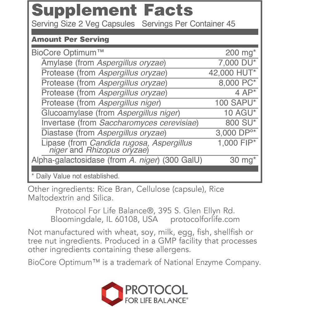 Protocol BioCore Enhanced Enzymes - 90 Capsules PLB29580 BeautifiedYou.com