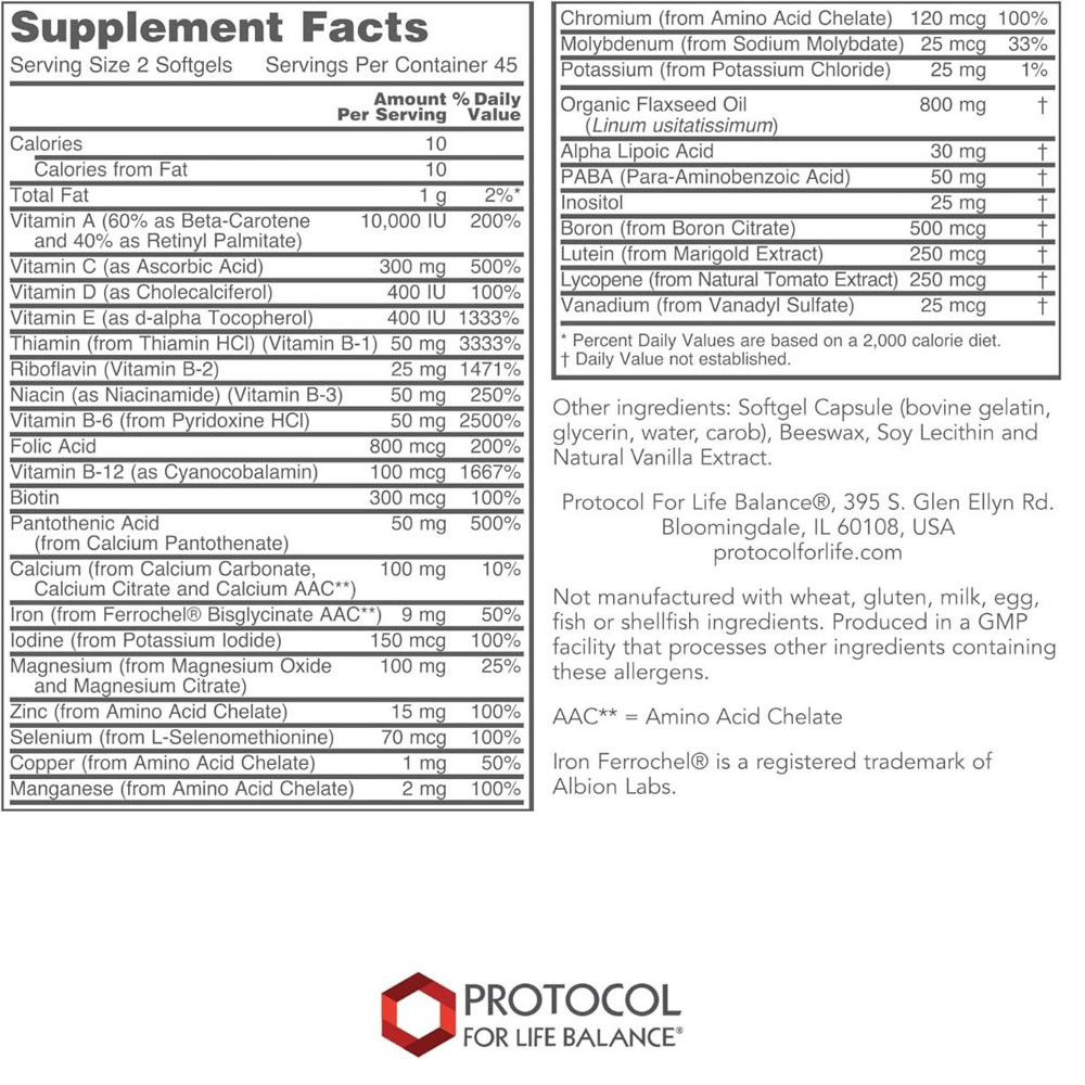 Protocol Ortho Multi with 400mg Flax Oil - 90 Softgels