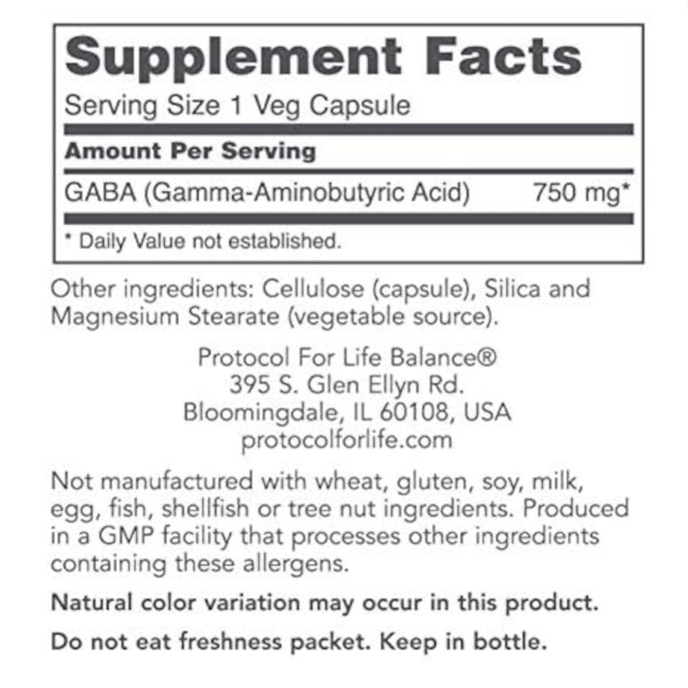 Protocol Gaba 750mg - 120 capsules