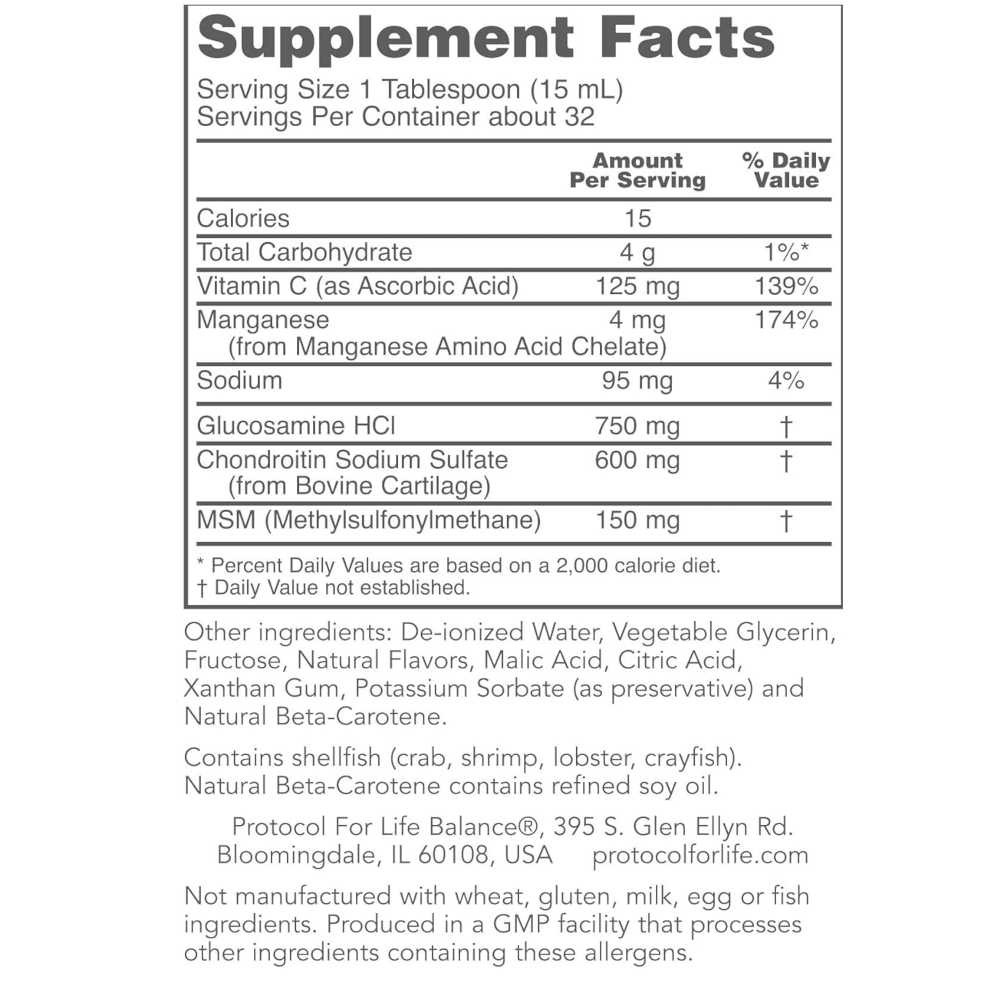 Protocol Glucosamine and Chondroitin Liquid + MSM - 16 Ounces PLB31750 BeautifiedYou.com