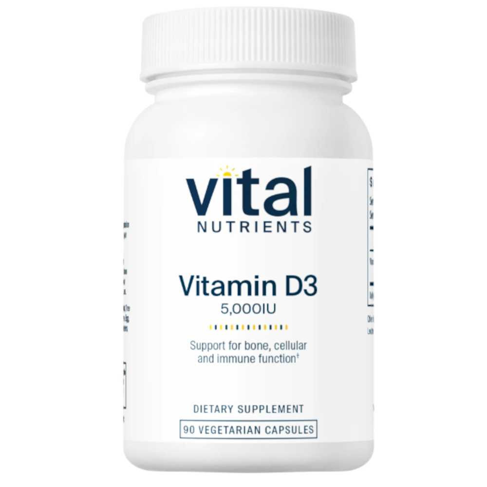 Vital Nutrients Vitamin D3 5000 IU 90 vegetarian capsule bottle